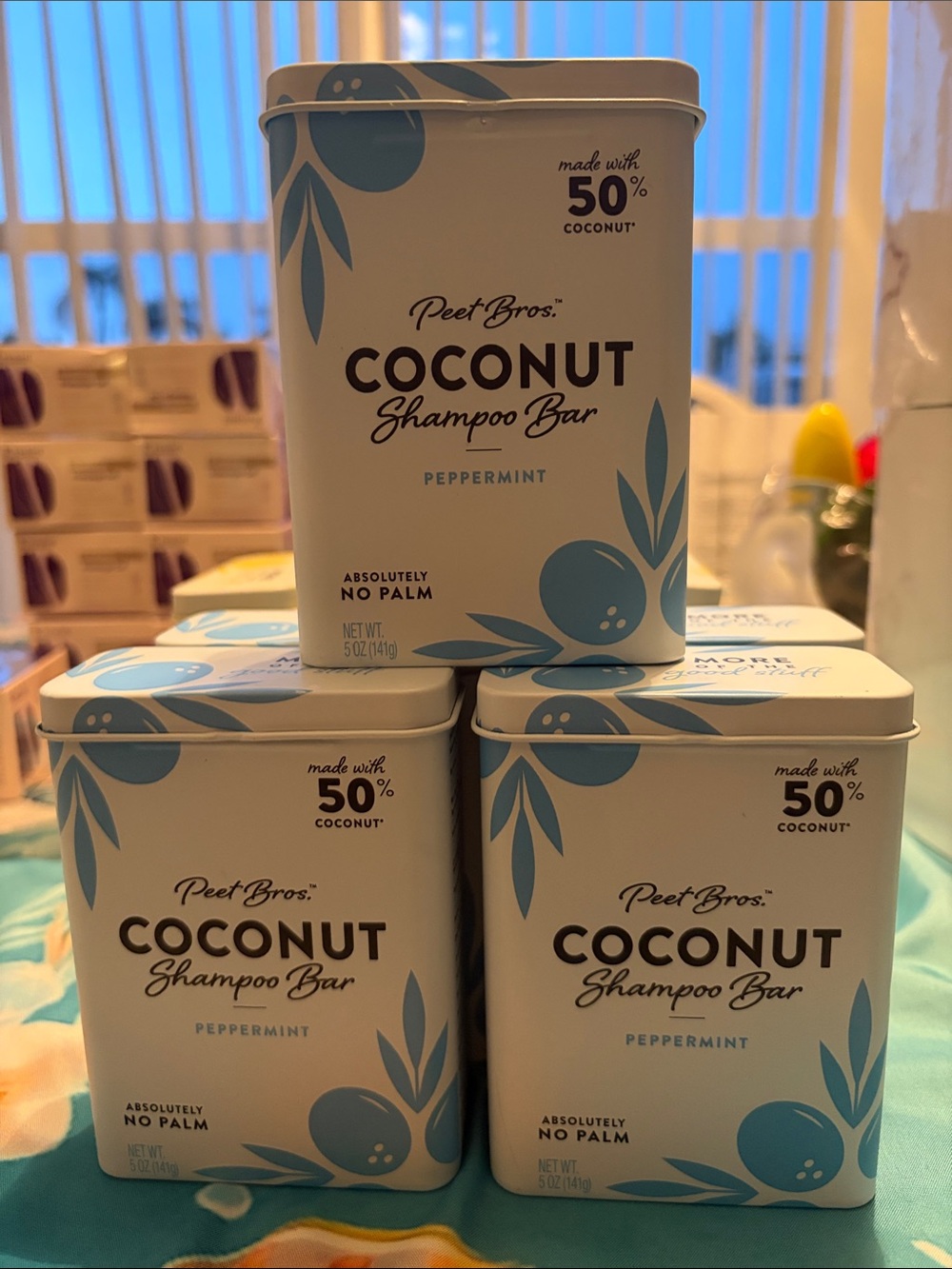 Coconut Shampoo Bar Peppermint - Light Blue Tin